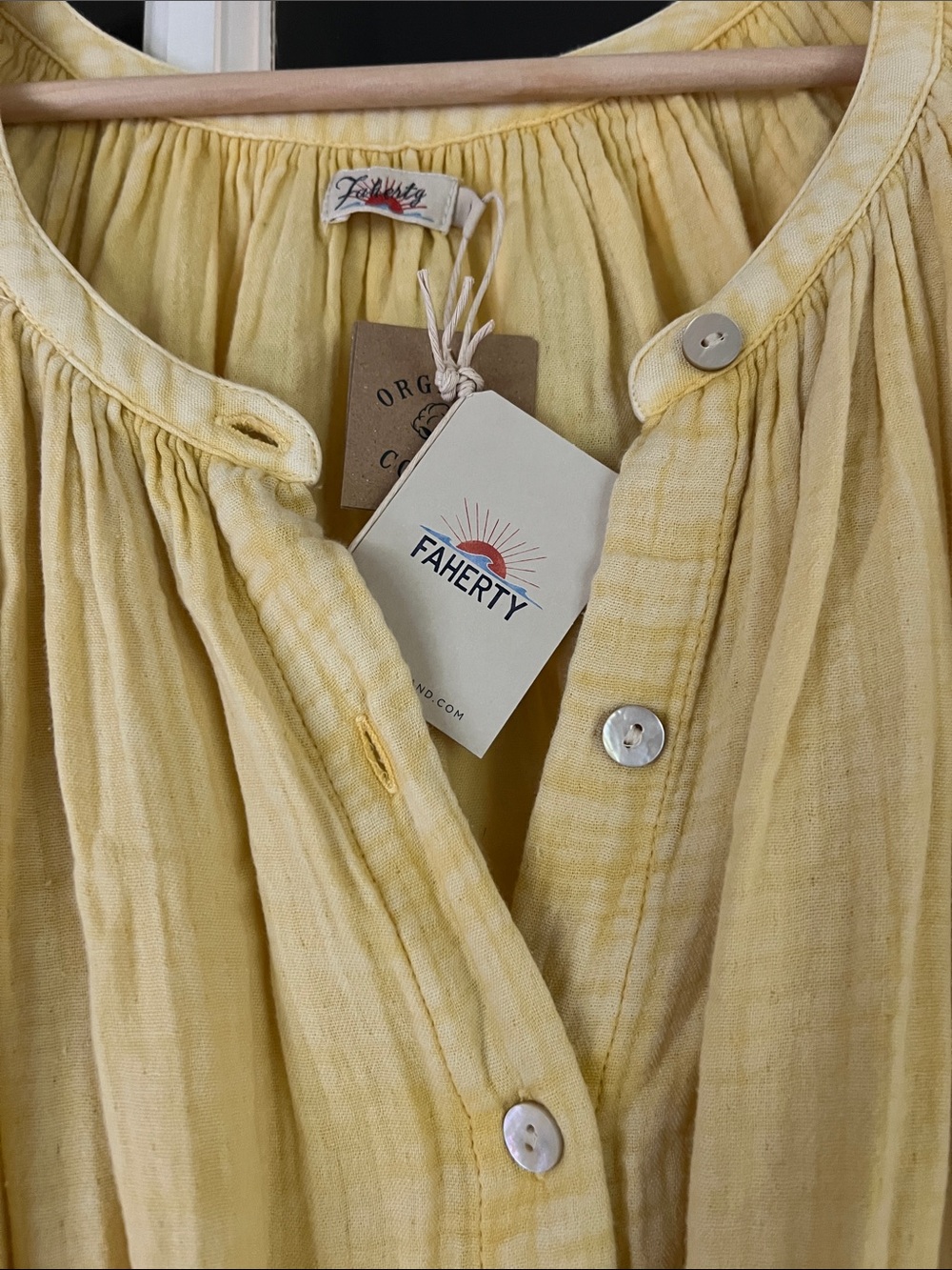 Faherty Pale Yellow Button-Front Carmel Midi Dress BNWT - Picture 8 of 8